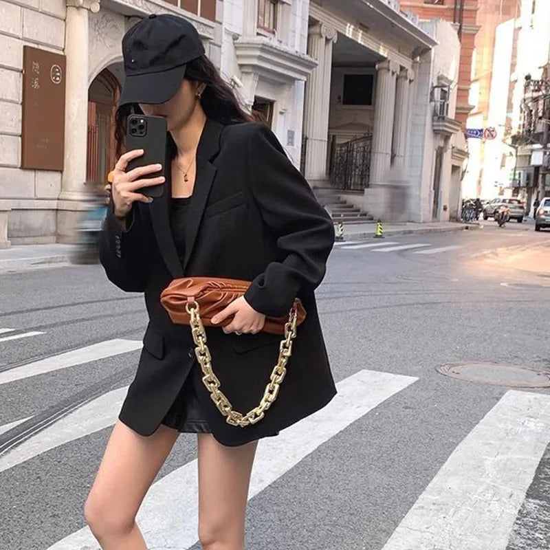 Blazer Femme Noir Automne-Hiver – Veste Décontractée Chic à Boutonnage Simple - Vestico