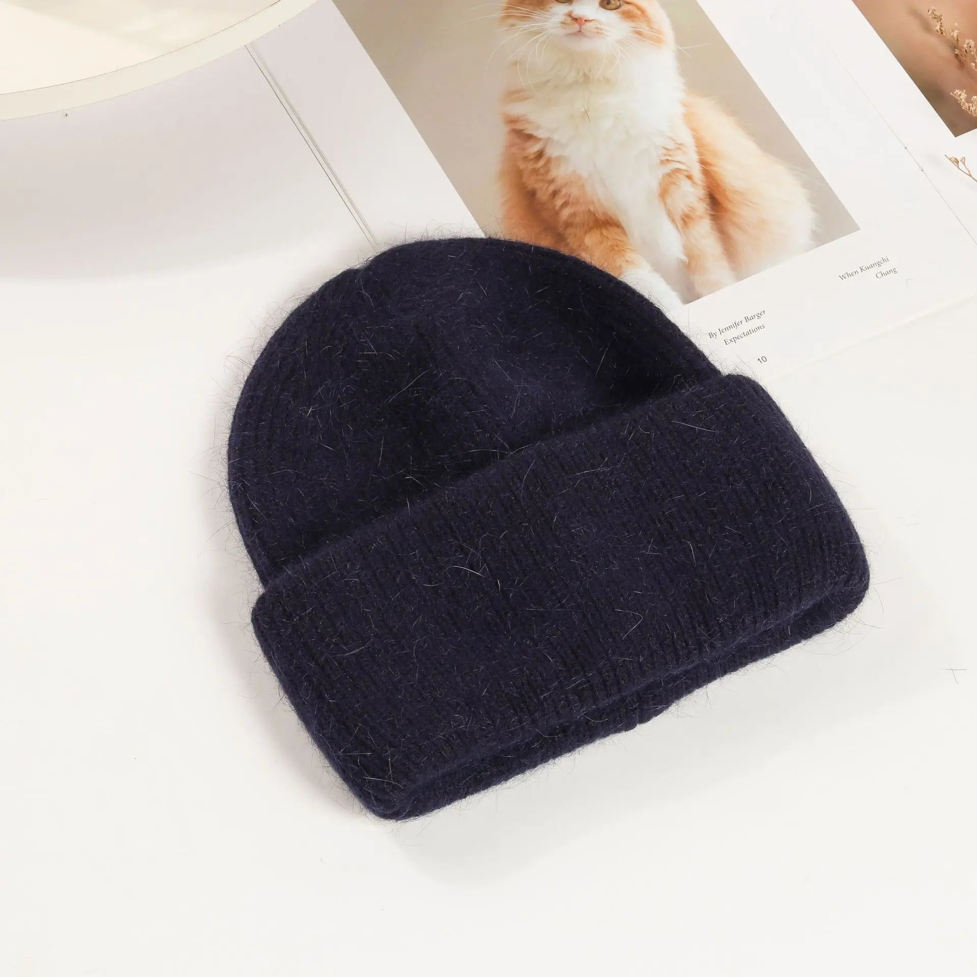 Winter Hats For Women Rabbit Fur Knitted Beanies Curled Thickened Keep Warm Bonnet Baggy Cap Female Soft Beanie Ski Cap - Vestico