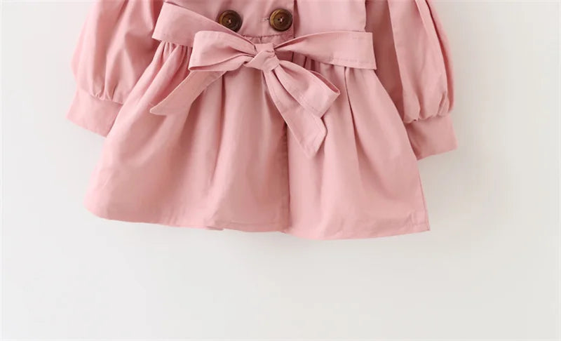 Trench Coat For Girl Children's Spring Cute Long Jacket 2024 New Kids Khaki Casual Outerwear Baby Khaki Fashion Windbreaker - Vestico