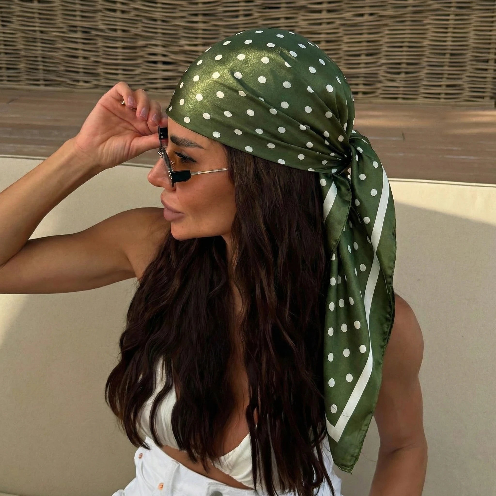 2026 Dot Print Square Scarf For Women Silk Shawl Neckerchief Female Hair Bands Head Wraps Headband Foulard Satin Hijab Bandana - Vestico