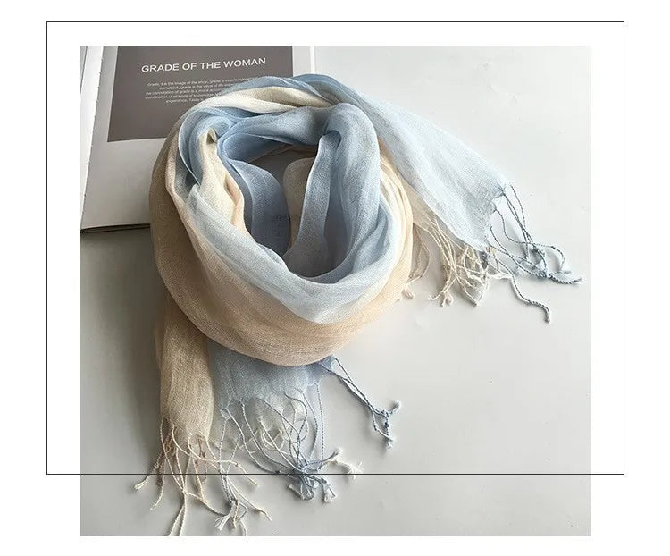 Écharpe Femme en Lin 100 % – Dégradé de Couleurs, Légère & Élégante - Vestico