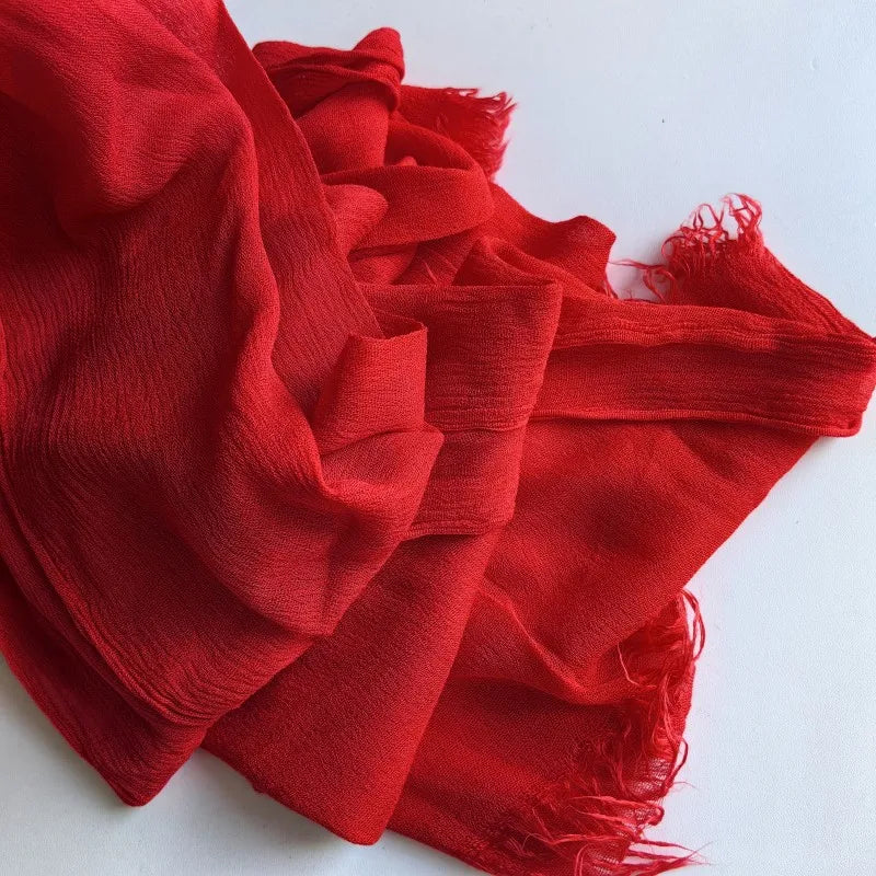 61 Colors Soft Cotton Viscose Scarf Rayon Material Muslim Hijab Mid Eastern Plain Solid Color Headscarf With Tassel - Vestico