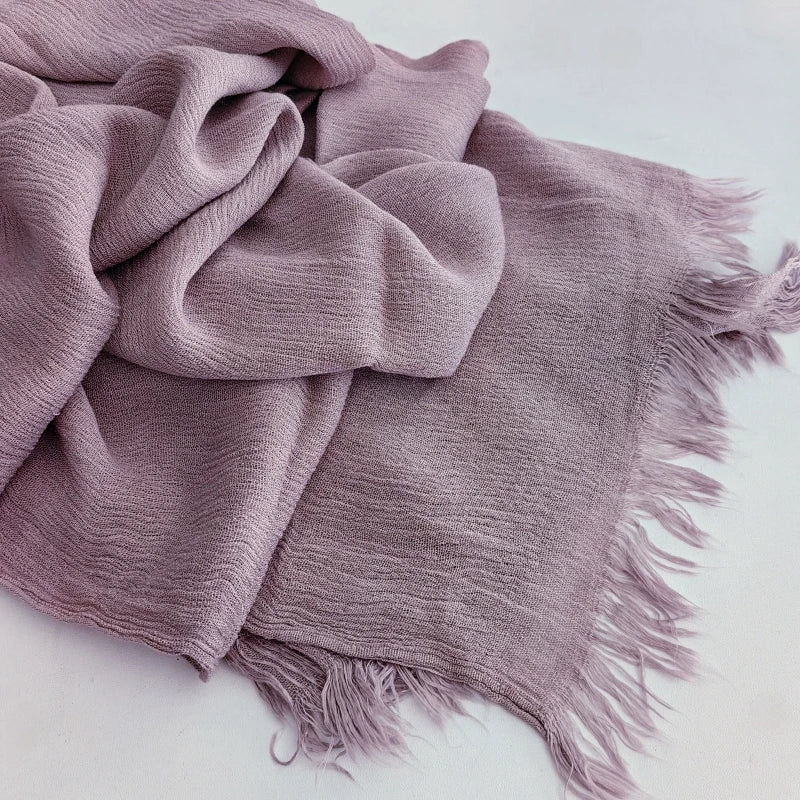 61 Colors Soft Cotton Viscose Scarf Rayon Material Muslim Hijab Mid Eastern Plain Solid Color Headscarf With Tassel - Vestico