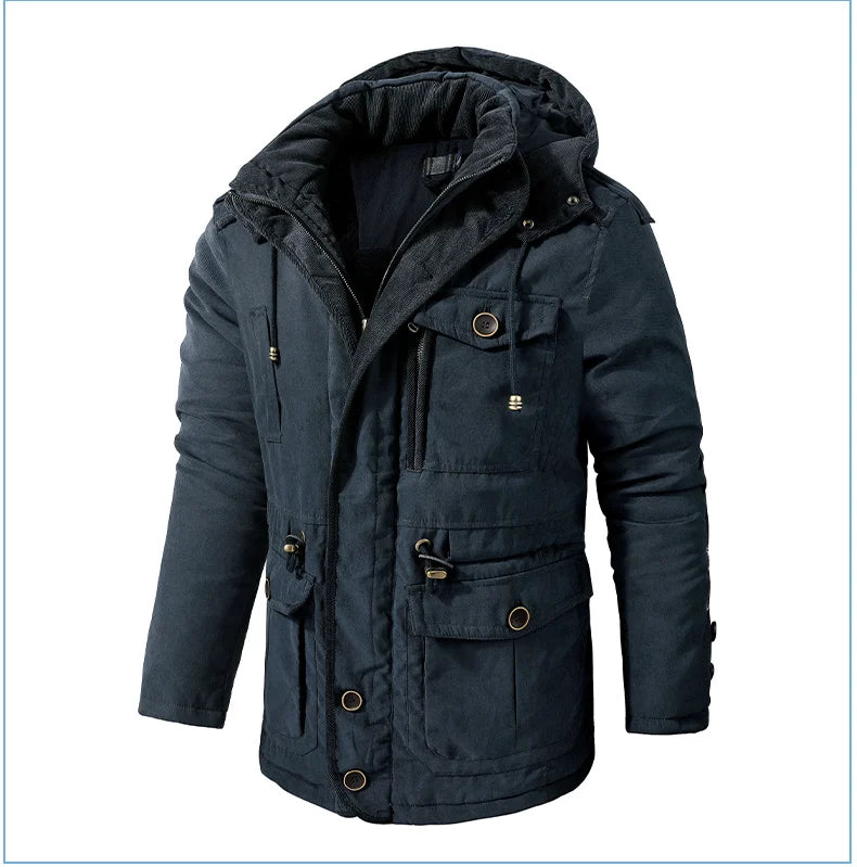Parka Homme Chaude à Capuche Amovible – Veste Hiver LZLLTT en Polaire et Coton Décontractée - Vestico