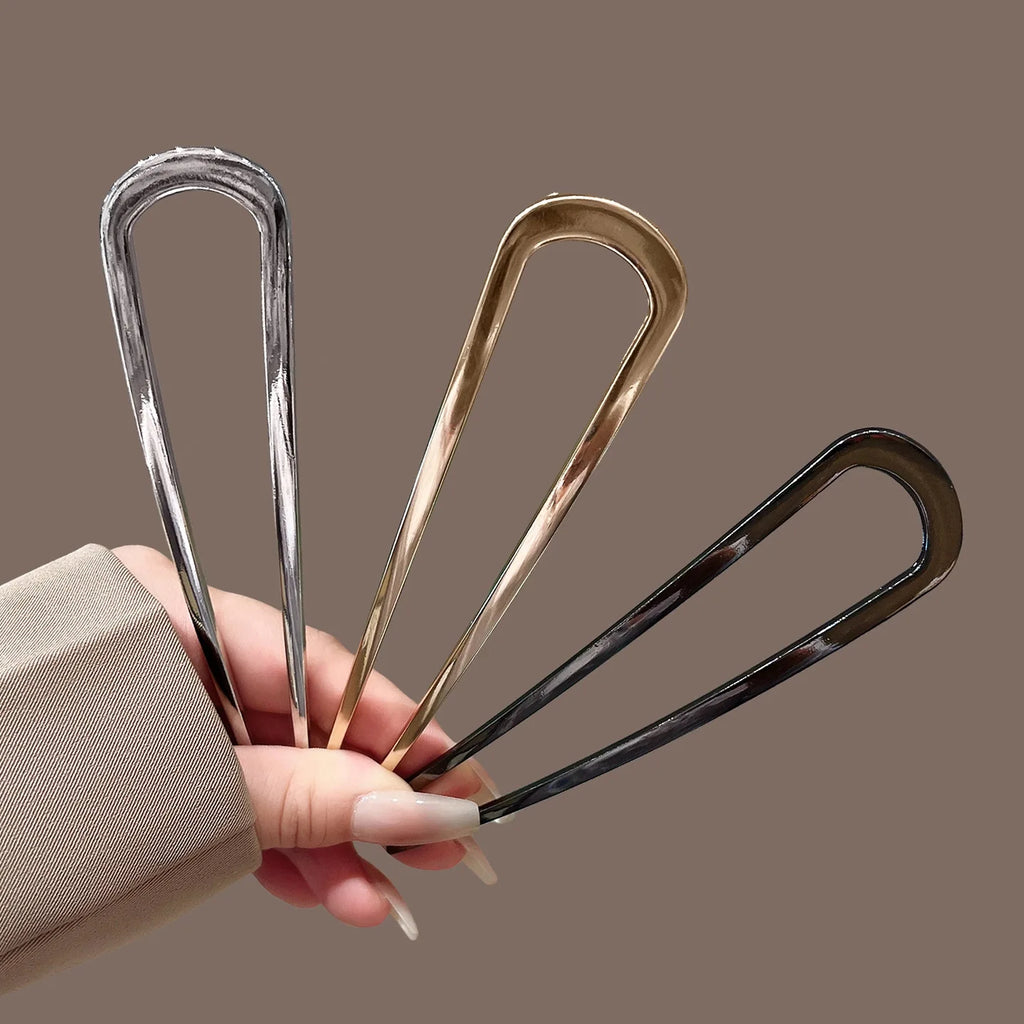 Pic à Cheveux en U Effet Écaille – Barrette Géométrique Élégante