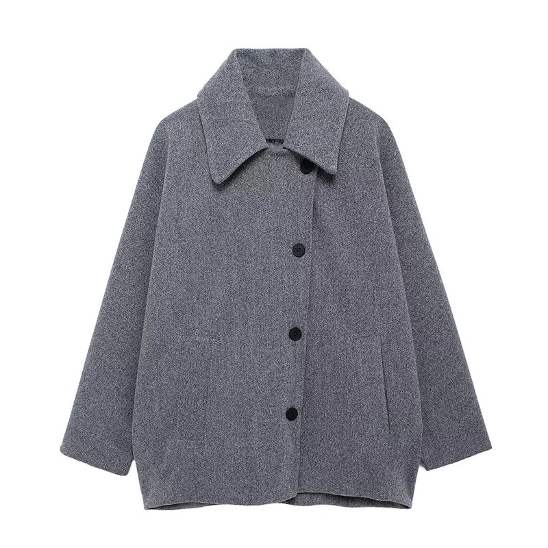 Manteau Court Femme Chic – Col Montant, Fermeture Zippée et Poches - Vestico