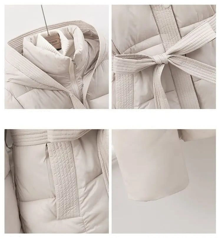 Veste Doudoune Ceinturée à Capuche – Élégance et Chaleur Hivernale