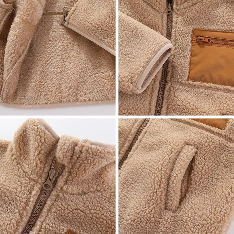 1 2 3 4 5 6 7 Years Boys Jacket Autumn Winter Warm Fleece Baby Coats New Fashion Zipper Children's Outerwear Plush Kids Clothes - Vestico