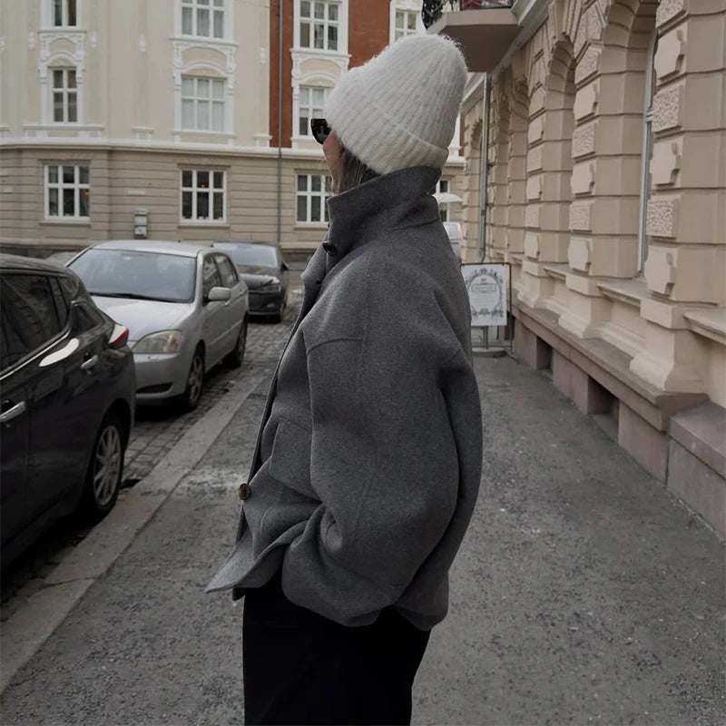 Manteau Femme Oversize en Laine Mélangée – Élégance Automne/Hiver - Vestico