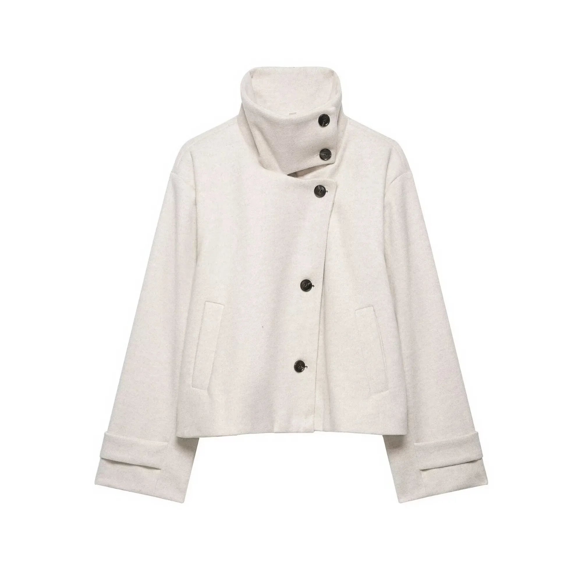 Manteau Court Femme en Laine – Col Montant, Coupe Élégante & Hiver - Vestico