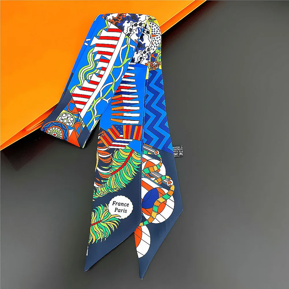 Foulard Femme Imprimé – Écharpe Fine en Soie, Accessoire pour Sac & Cheveux - Vestico