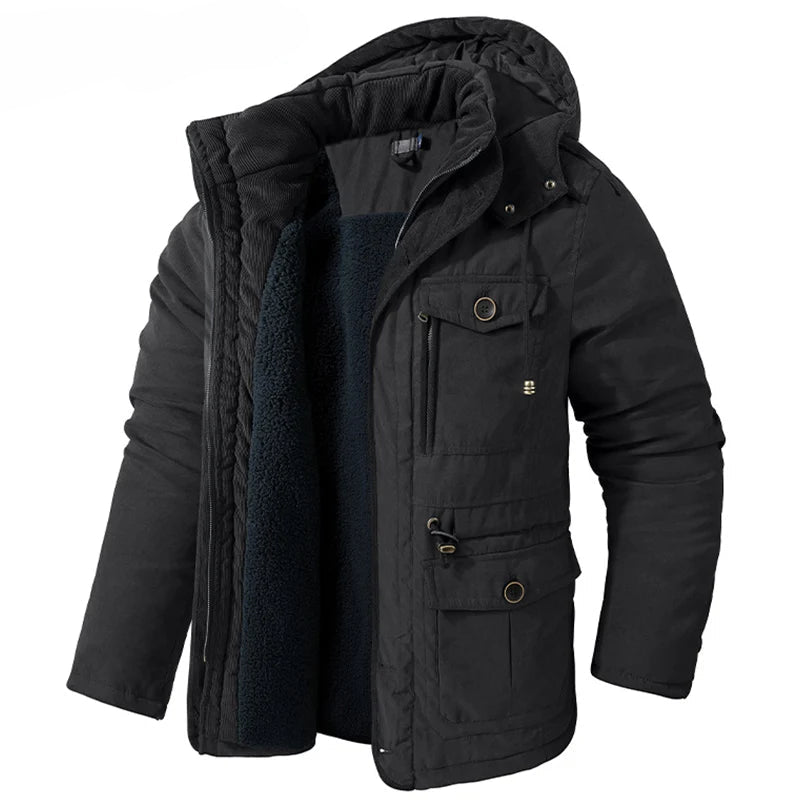 Parka Homme Chaude à Capuche Amovible – Veste Hiver LZLLTT en Polaire et Coton Décontractée - Vestico