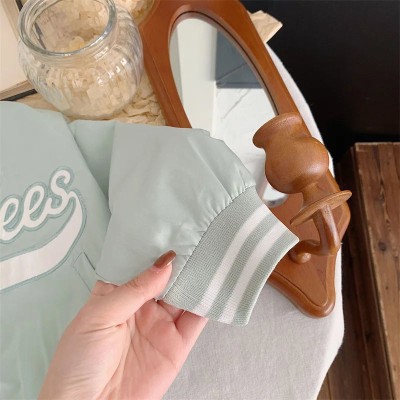 Children's Jackets 2025 Spring Boys Girls Baseball Coats New Kids Embroidered Letters Cardigan Autumn Fashion Outerwear Clothing - Vestico