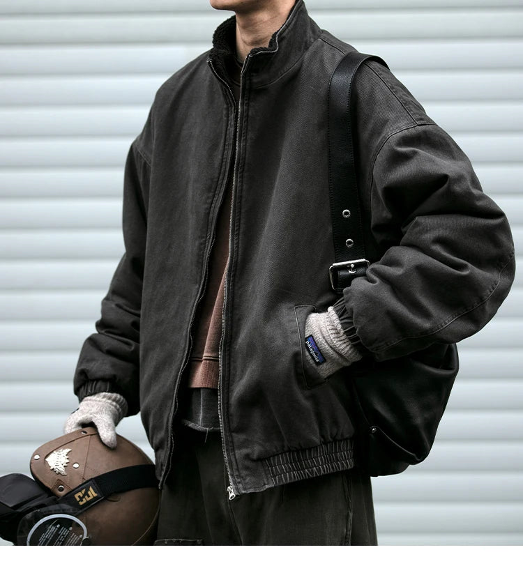 Veste Polaire Japonaise Vintage Homme – Épaisse et Chaude, Style Coréen Streetwear Décontracté - Vestico