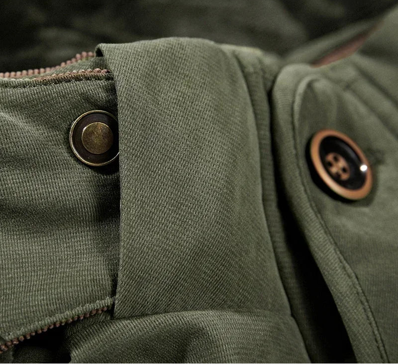 Veste Hivernale Homme Épaisse et Chaude – Capuche Amovible, Style Armée Décontracté