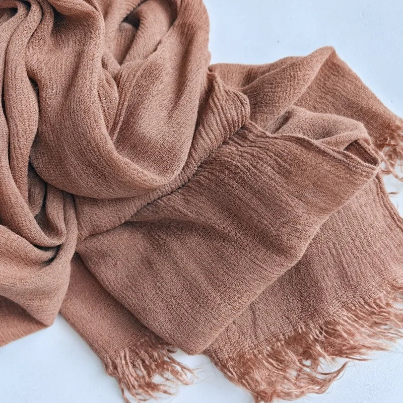 61 Colors Soft Cotton Viscose Scarf Rayon Material Muslim Hijab Mid Eastern Plain Solid Color Headscarf With Tassel - Vestico