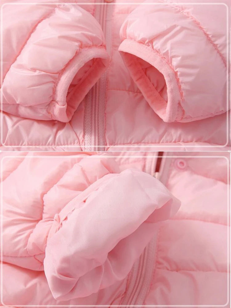 Children Boys Baby Hooded Lightweight Down Jackets Warm Outerwear Autumn Kids Girls Coats Cartoon Dinosaur Print Casual Clothing - Vestico