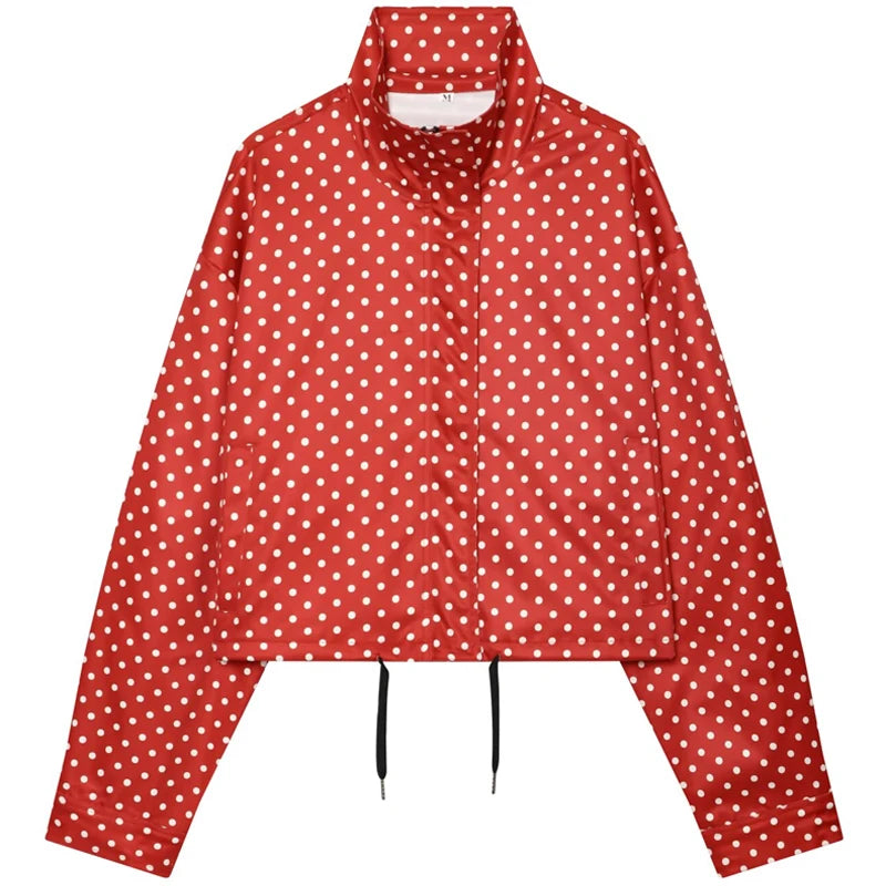 Veste bomber femme à pois – Coupe oversize, col montant & style streetwear