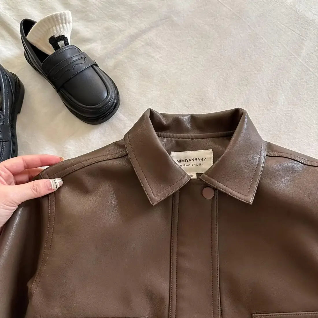 Veste Simili-Cuir Enfant Unisexe, Style Coréen Chic - Vestico