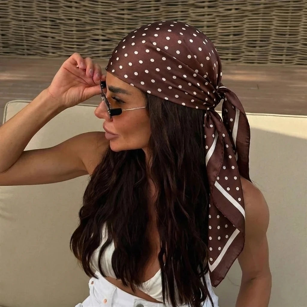2026 Dot Print Square Scarf For Women Silk Shawl Neckerchief Female Hair Bands Head Wraps Headband Foulard Satin Hijab Bandana - Vestico