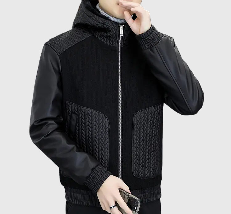 Veste Homme Hiver en Similicuir Épais – Style Streetwear avec Col Revers - Vestico