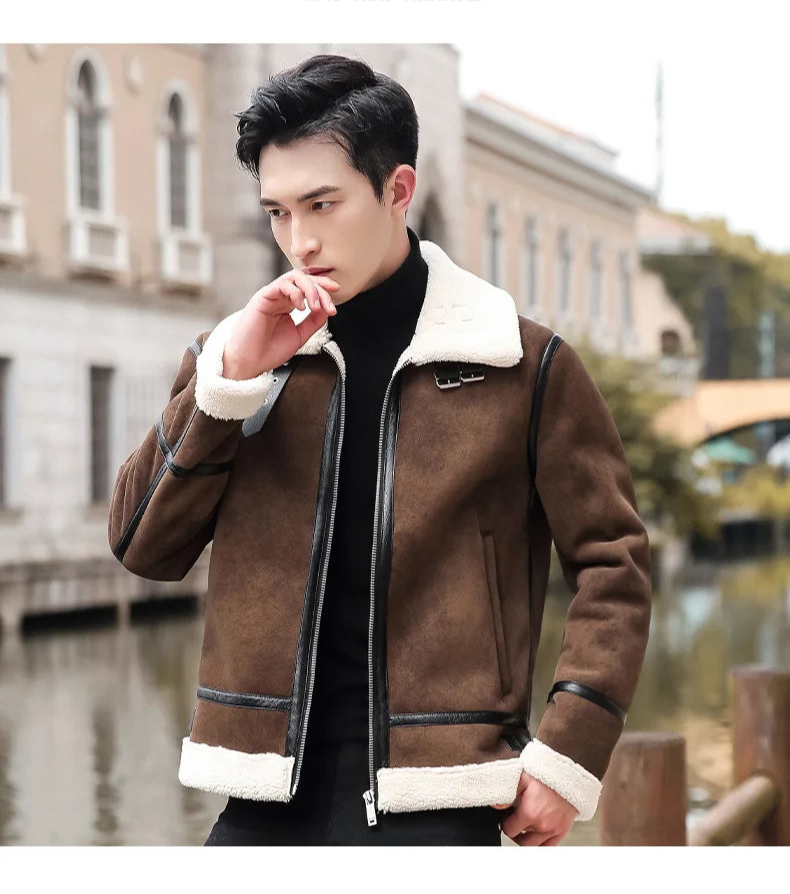 Veste Homme en Similicuir – Style Coréen Slim avec Col Fourrure - Vestico