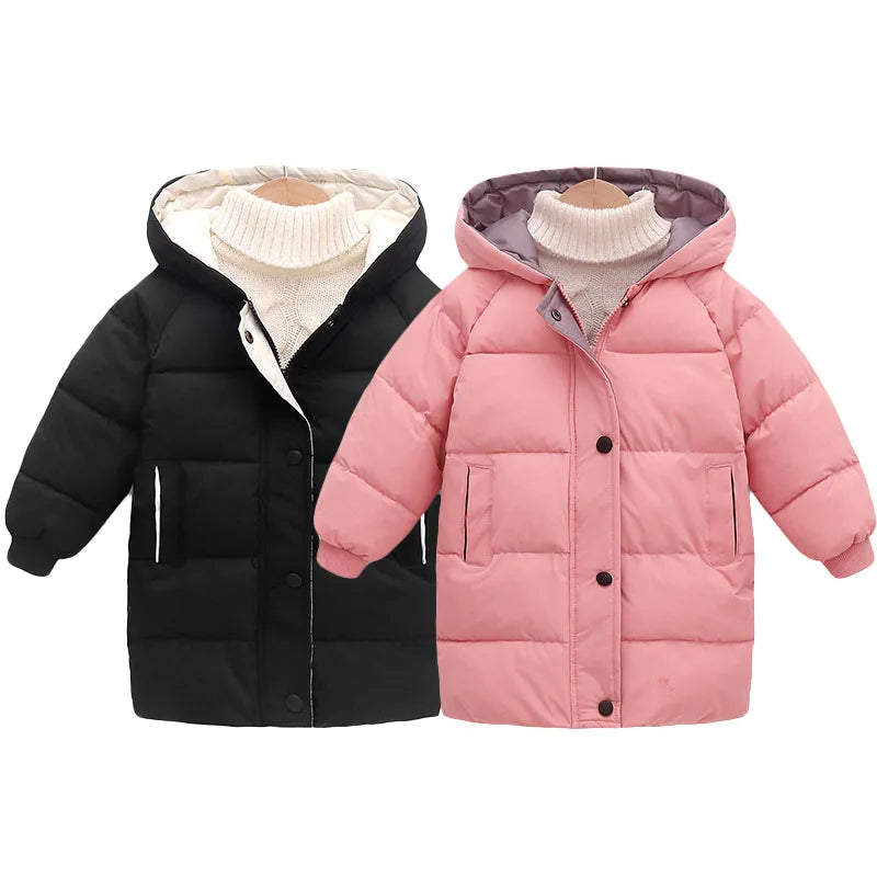 Kids Down Long Outerwear Winter Autumn Teen Cotton Clothes Boys Girls Cotton-Padded Parka Coats Big Children Thicken Warm Jacket - Vestico