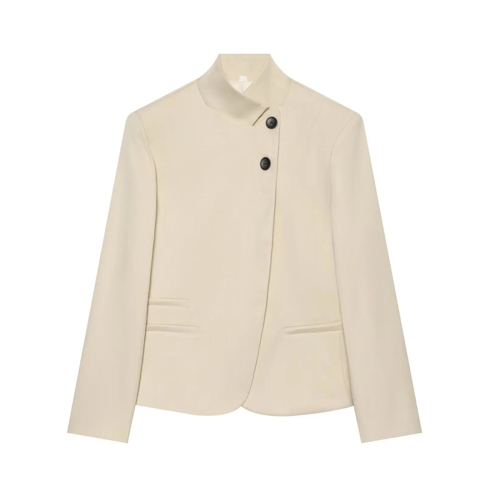 Blazer Femme Élégant – Coupe Moderne, Col Montant & Style Casual