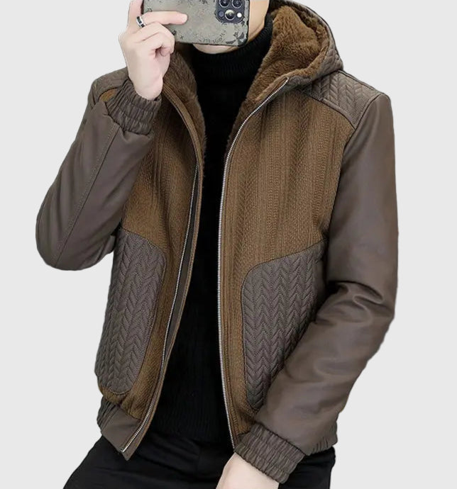 Veste Homme Hiver en Similicuir Épais – Style Streetwear avec Col Revers - Vestico