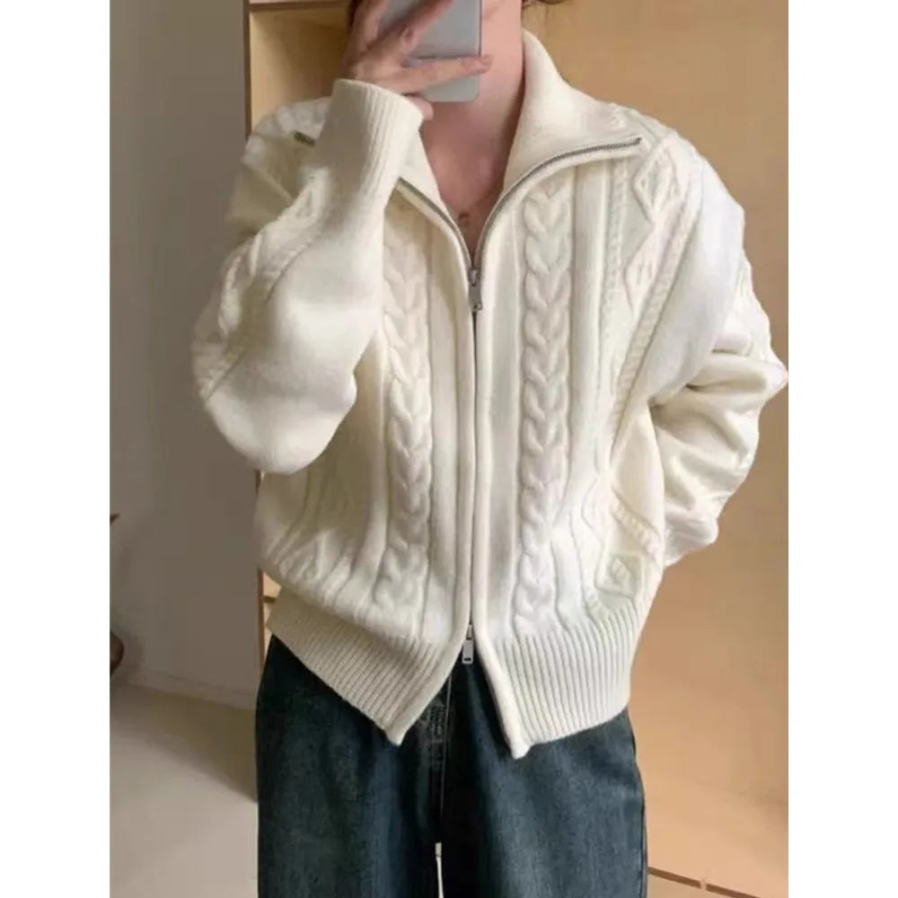 Cardigan Femme 100 % Cachemire – Col Montant, Coupe Ample & Doux
