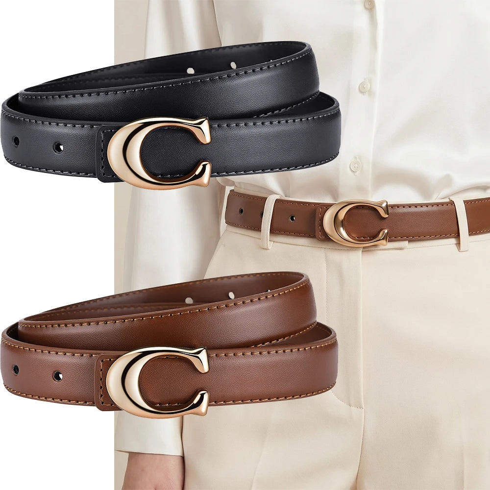 Ceinture Femme en PU – Boucle C Élégante & Style Casual