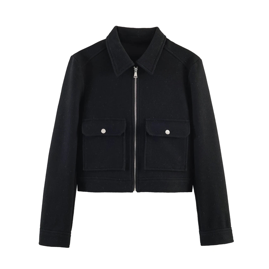 Veste Femme à Fermeture Zippée – Coupe Ample, Poches & Style Casual