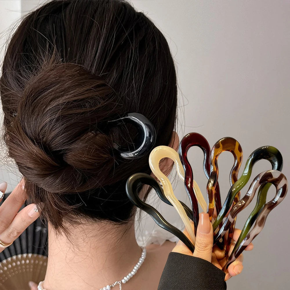 Pic à Cheveux en U Effet Écaille – Barrette Géométrique Élégante