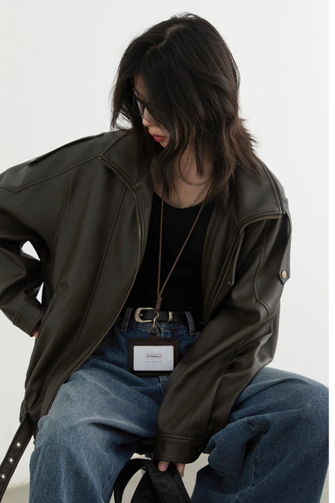 Veste Femme Similicuir – Col Rétro Chic - Vestico