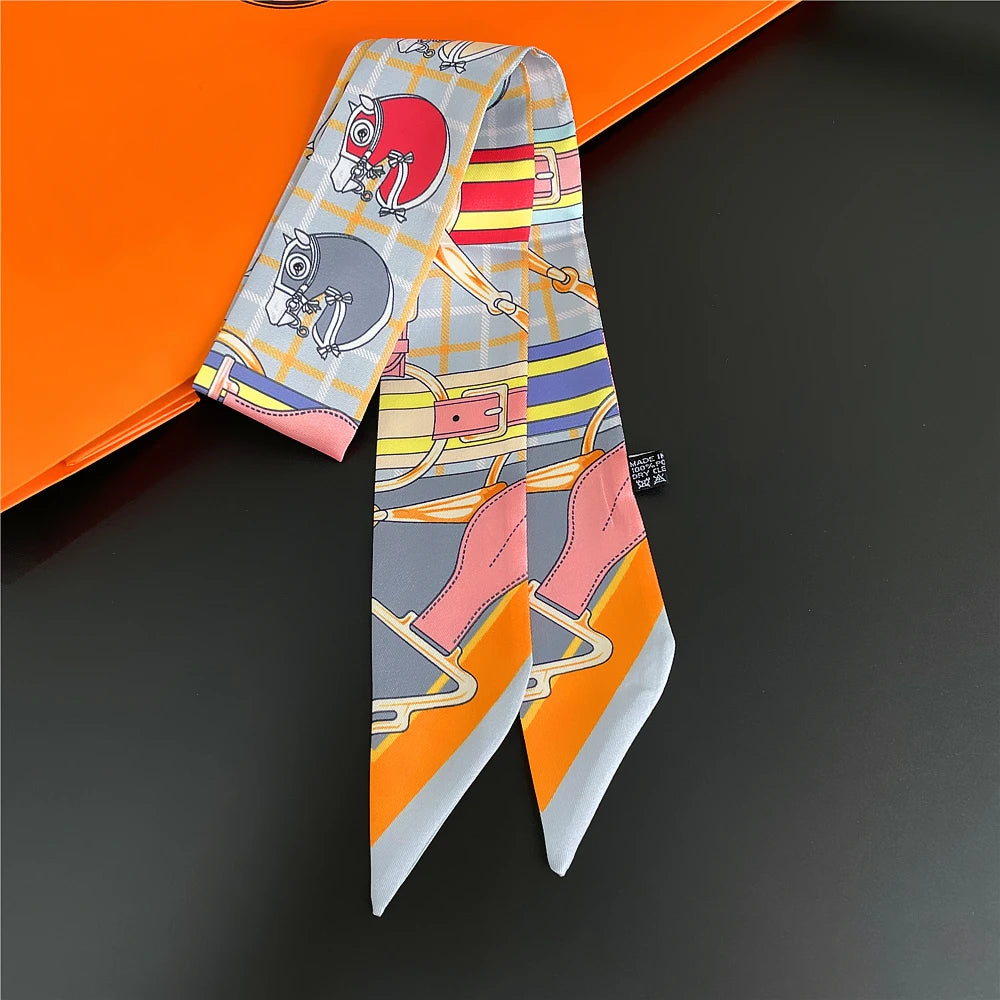 Foulard Femme Imprimé – Écharpe Fine en Soie, Accessoire pour Sac & Cheveux - Vestico