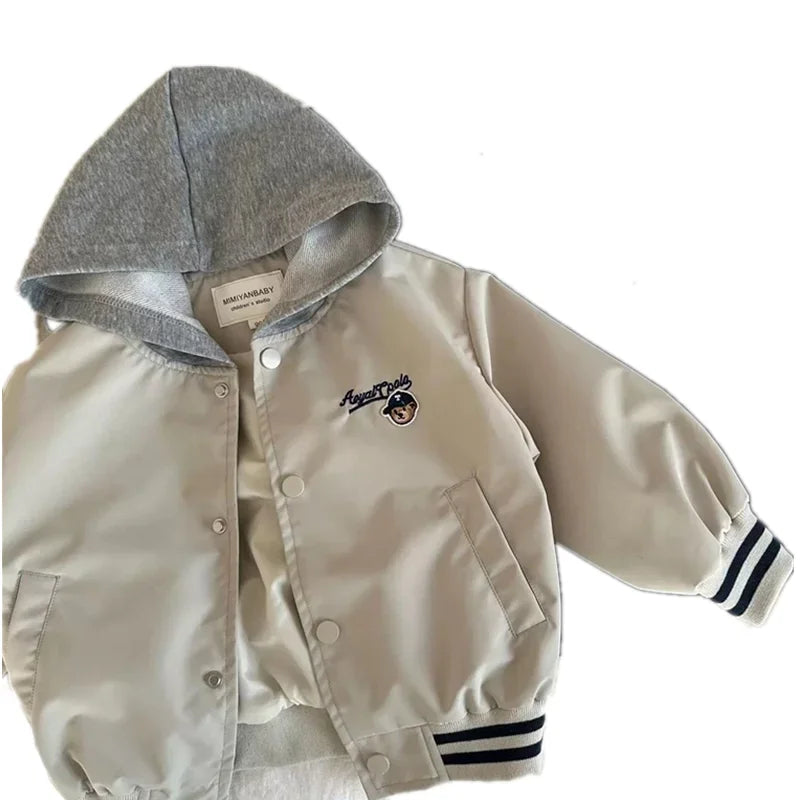New Spring Autumn Outdoor Clothes for Children Baseball Uniform Boys Loose Casual Jacket Outerwear Girls Cartoon Hooded Jacket - Vestico