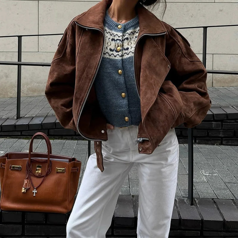 Veste Suédine Femme – Vintage Oversize - Vestico