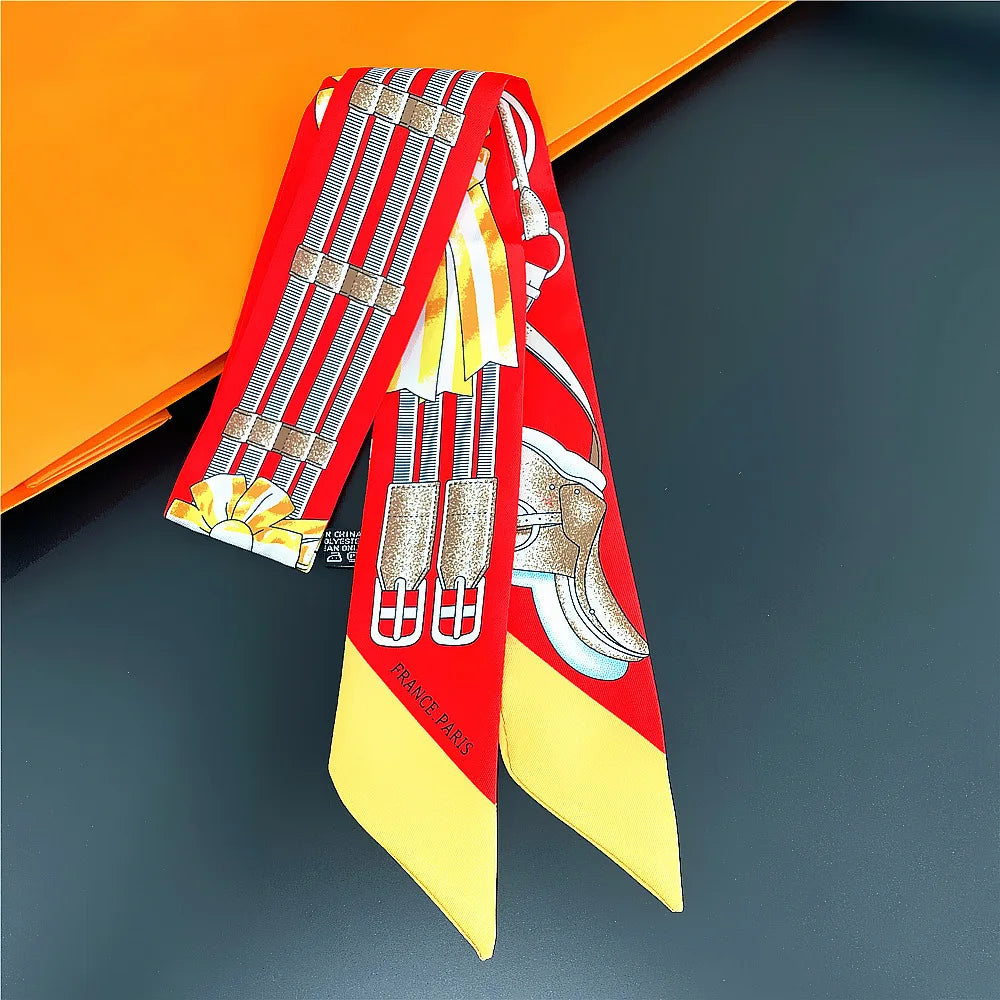 Foulard Femme Imprimé – Écharpe Fine en Soie, Accessoire pour Sac & Cheveux - Vestico