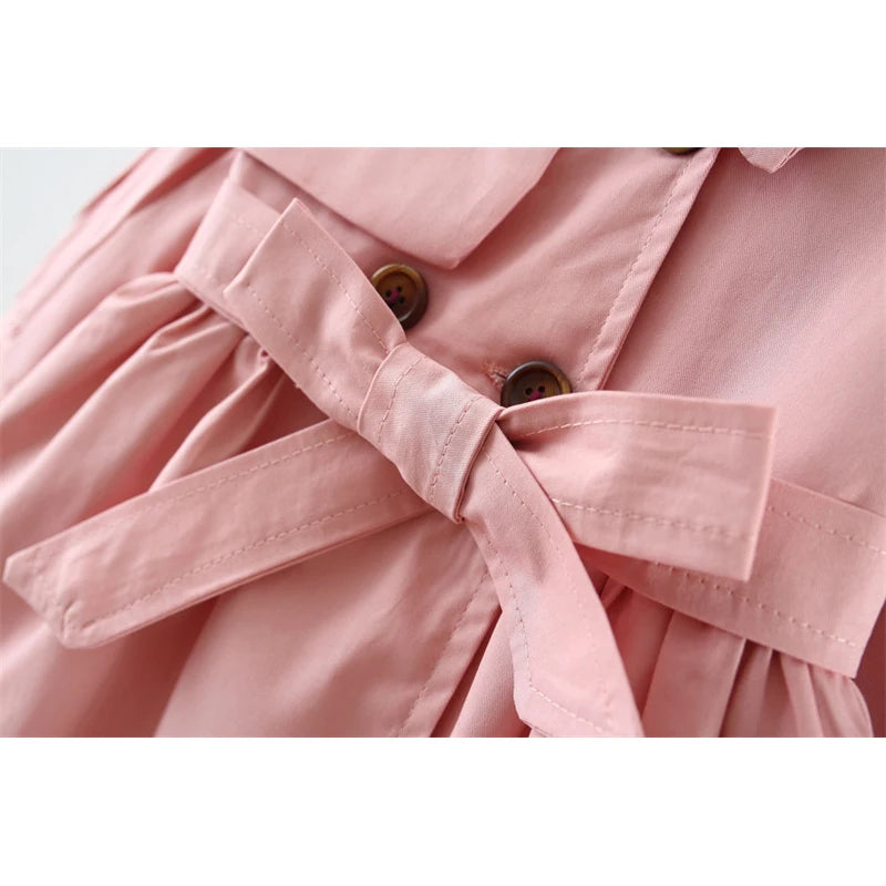 Trench Coat For Girl Children's Spring Cute Long Jacket 2024 New Kids Khaki Casual Outerwear Baby Khaki Fashion Windbreaker - Vestico