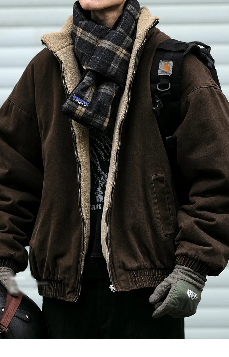 Veste Polaire Japonaise Vintage Homme – Épaisse et Chaude, Style Coréen Streetwear Décontracté - Vestico