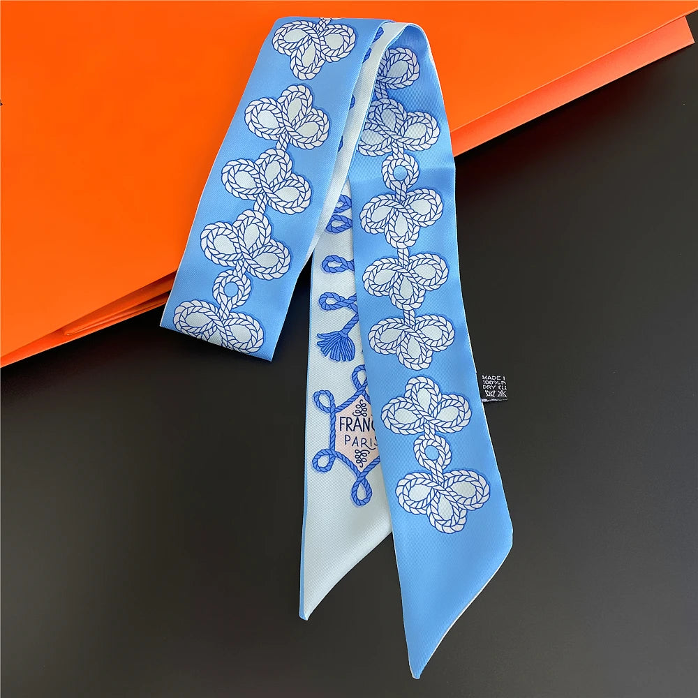 Foulard Femme Imprimé – Écharpe Fine en Soie, Accessoire pour Sac & Cheveux - Vestico