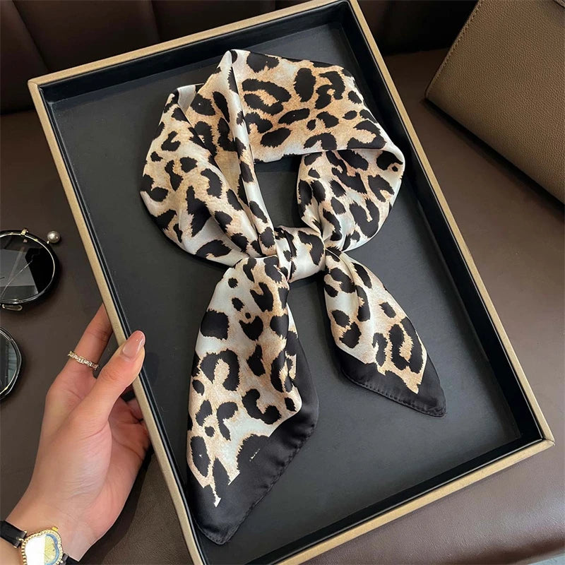 Bohemian Style Print Luxury Brand Silk Square Scarf Women Satin Shawls Neckerchief Wrap Scarves Bandana Hair Hjiab Floral - Vestico