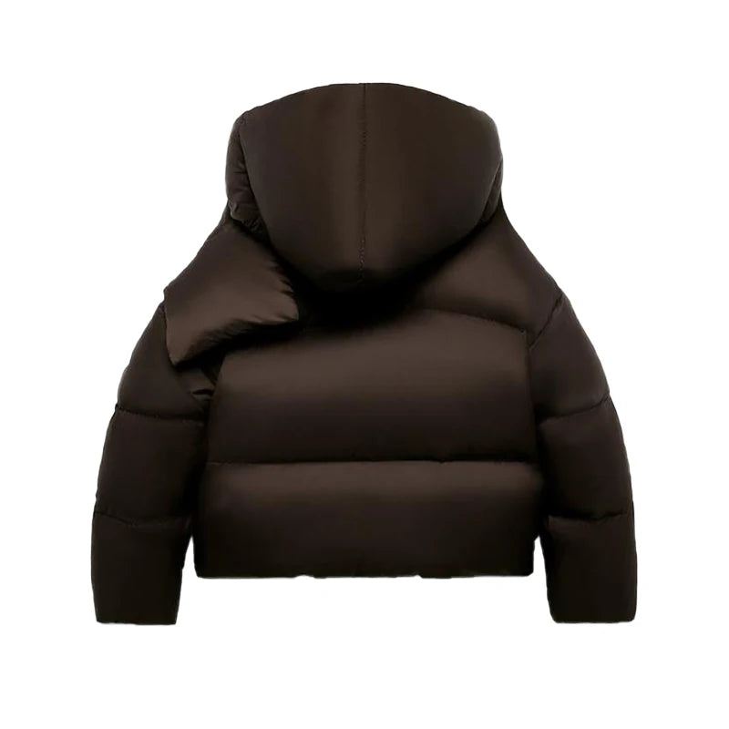 Manteau hiver femme à capuche – col écharpe chaud et doux