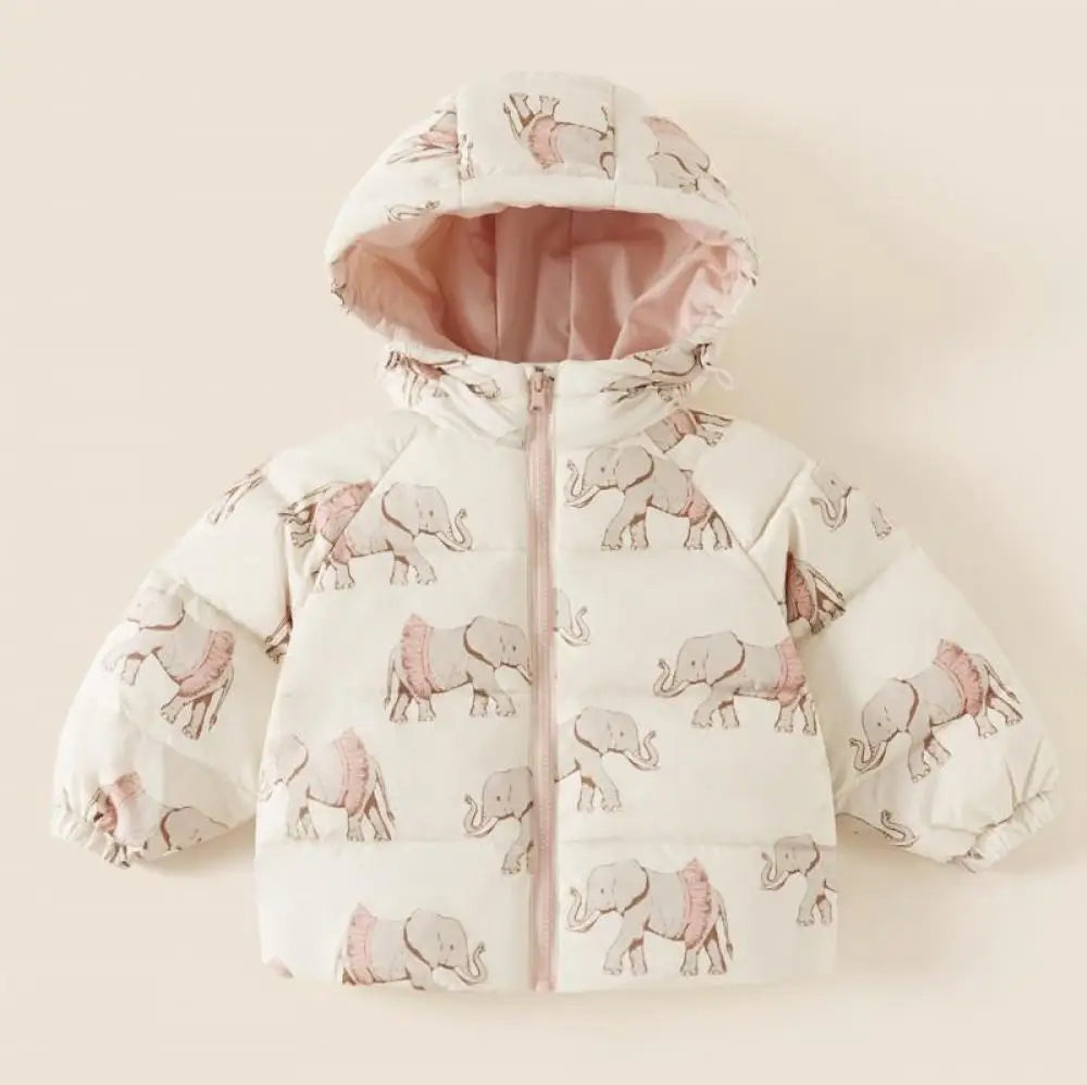 Doudoune Hiver Enfant – Motifs Lapin & Éléphant, Chaude et Coupe-Vent (18M à 7 Ans) - Vestico