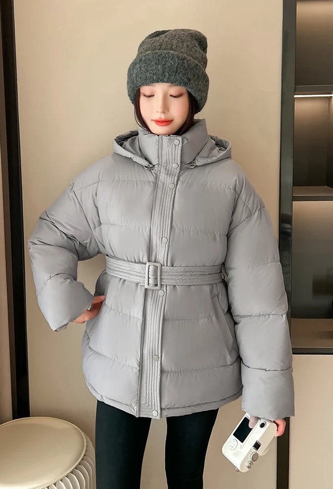 Manteau Matelassé Femme Hiver – Coupe Ample Zippée avec Ceinture