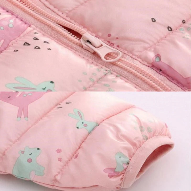 Children Boys Baby Hooded Lightweight Down Jackets Warm Outerwear Autumn Kids Girls Coats Cartoon Dinosaur Print Casual Clothing - Vestico