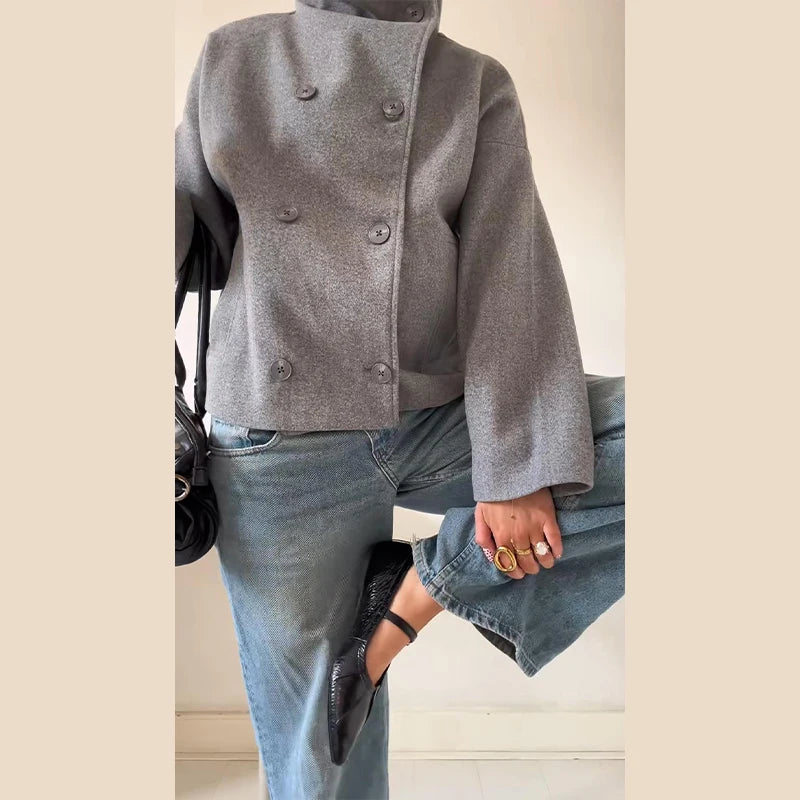 Veste Femme Laine & Cachemire Col Roulé – Style Casual Automne/Hiver 2025 - Vestico