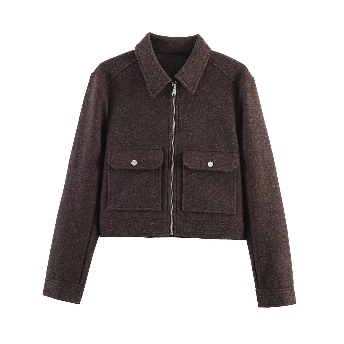 Veste Femme à Fermeture Zippée – Coupe Ample, Poches & Style Casual
