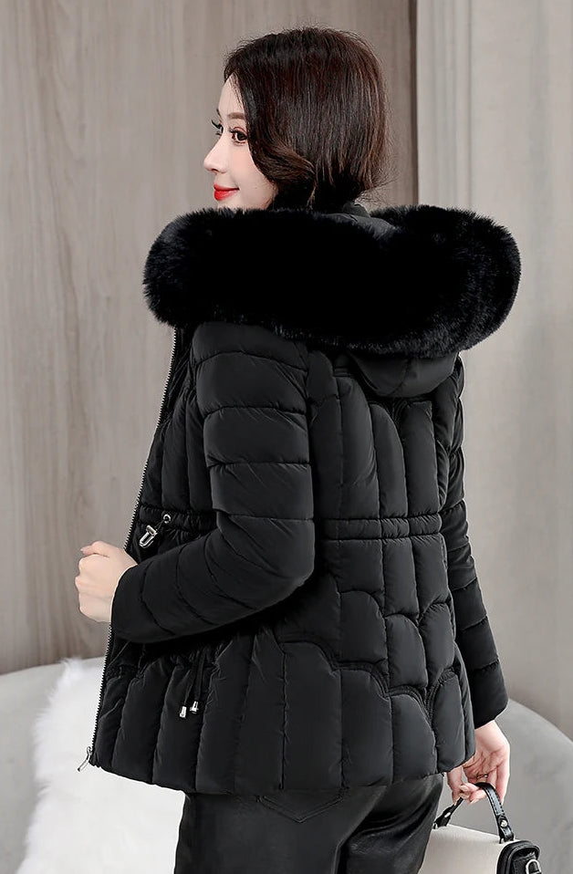 Doudoune Courte Femme à Capuche, Manteau Chaud Hiver 2025