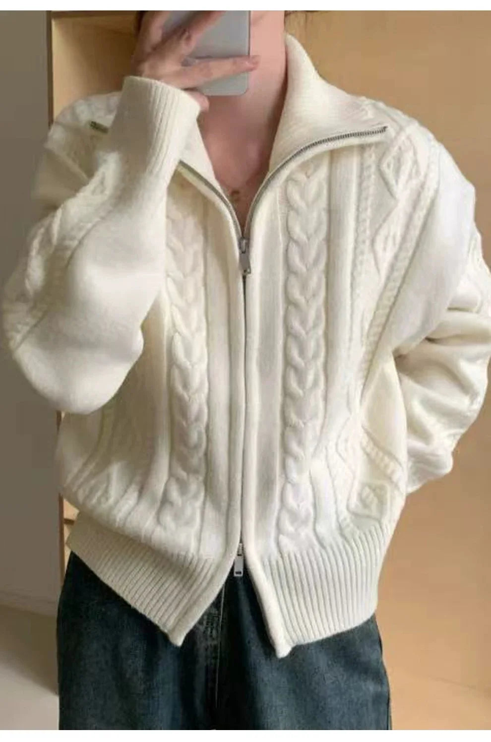 Cardigan Femme 100 % Cachemire – Col Montant, Coupe Ample & Doux - Vestico